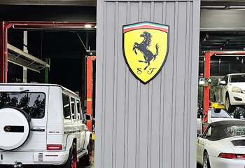 European vehicles inside the original business workshop